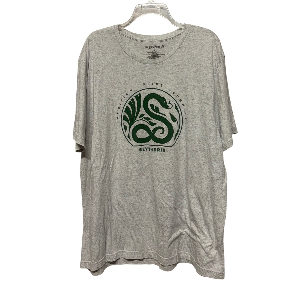 Harry Potter Slytherin Graphic T-Shirt Mens 2XL Gray Ambition Pride Cunning Tee